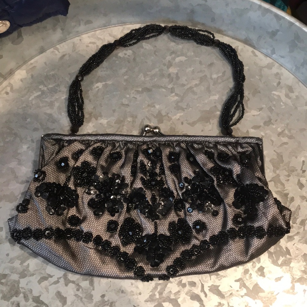 Vintage Y2K Kisslock Sequin and Mesh Mini Bag Clutch